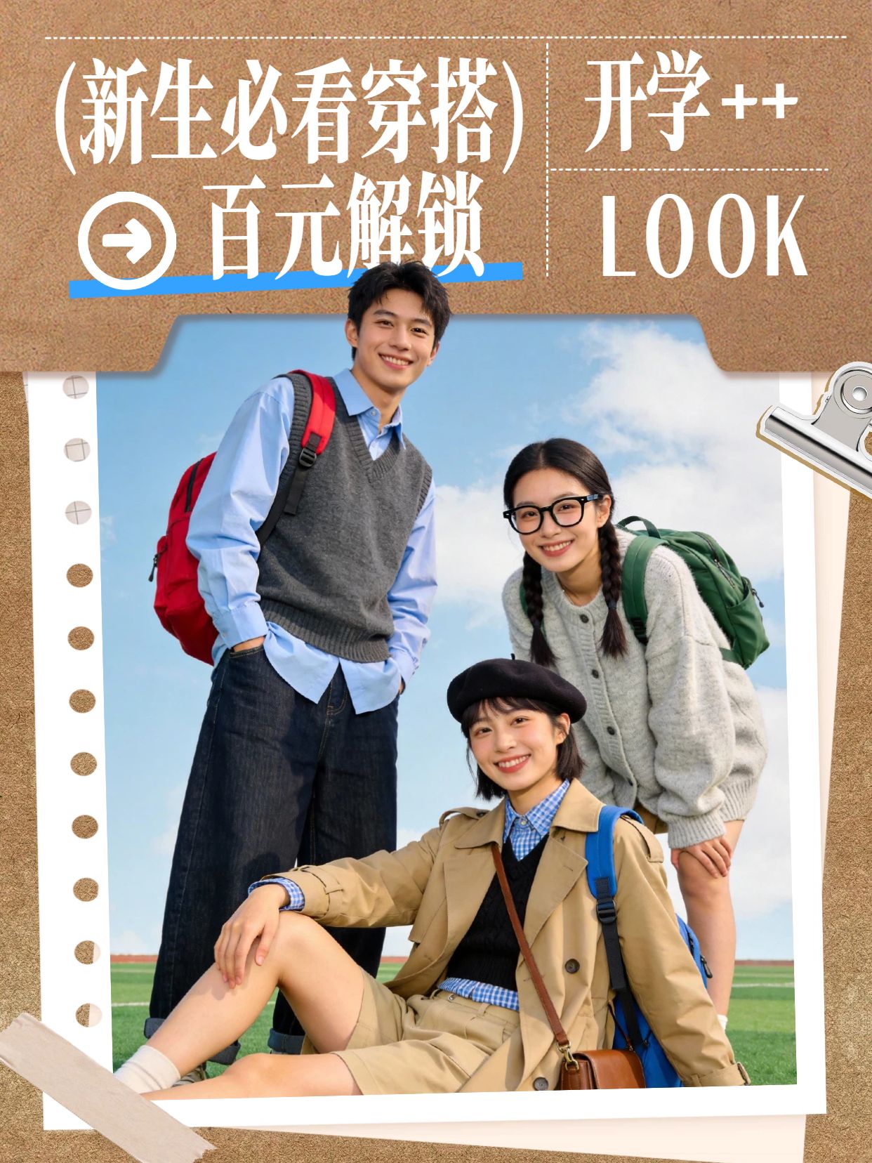 实景风蓝棕色鞋服箱包类交流分享开学季大学生ootd小红书封面