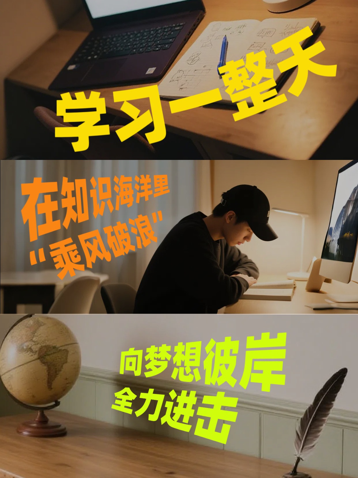 实景风黄色通用类交流分享学习的一天小红书竖版视频封面