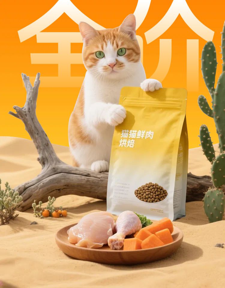 时尚风橙色鲜花萌宠类营销带货宠物用品类商品详情页