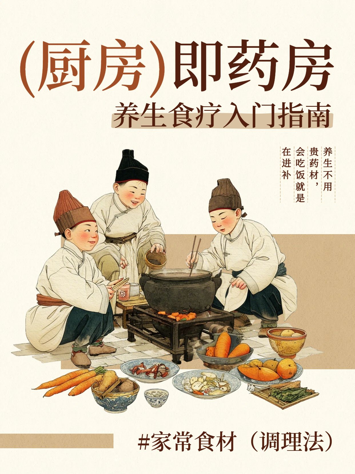 中国风橙黄色通用类交流分享养生食疗小红书封面