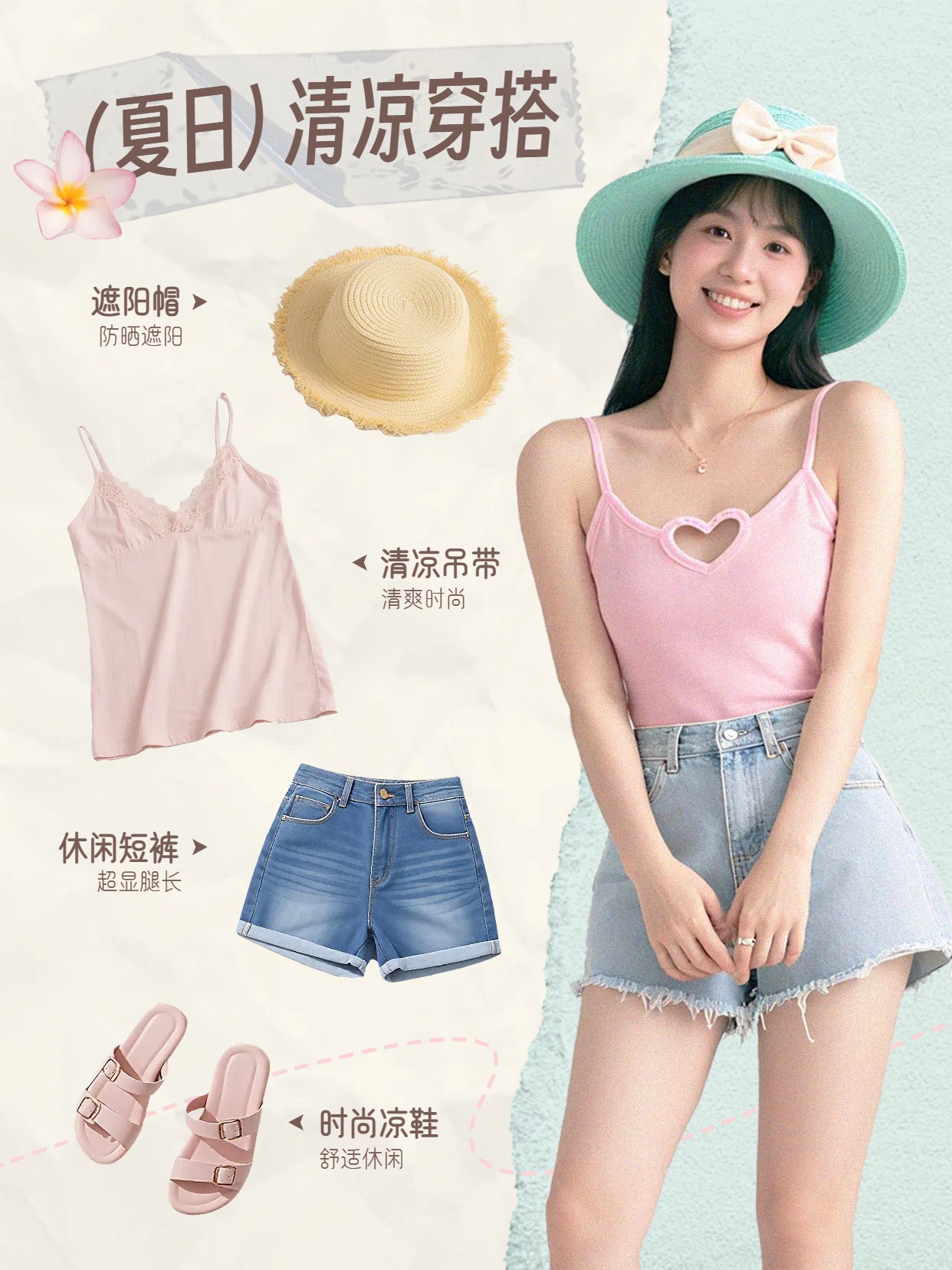 拼贴风黄色鞋服箱包类交流分享夏季穿搭分享小红书封面