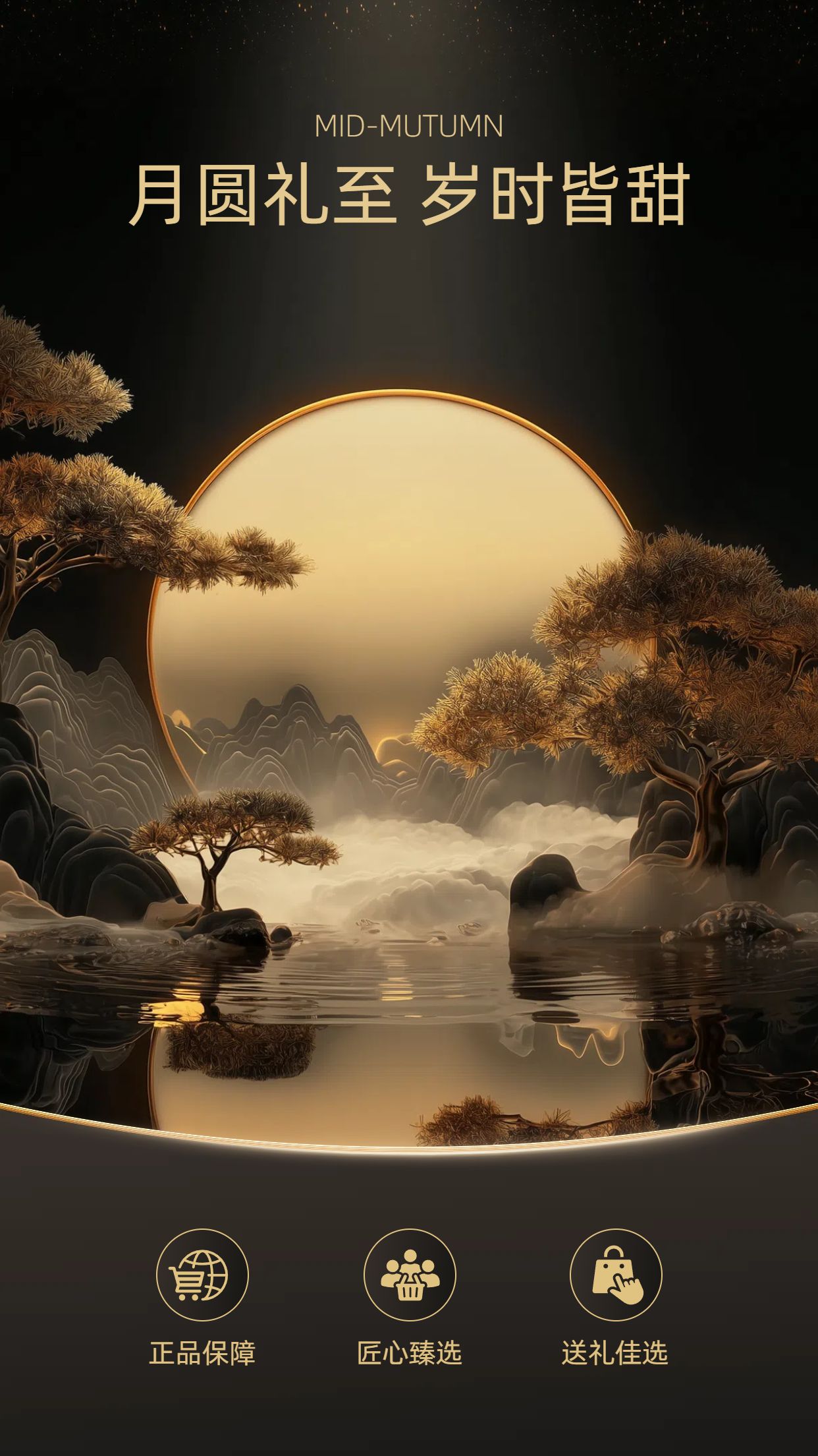时尚风棕色通用类中秋节营销带货直播间背景