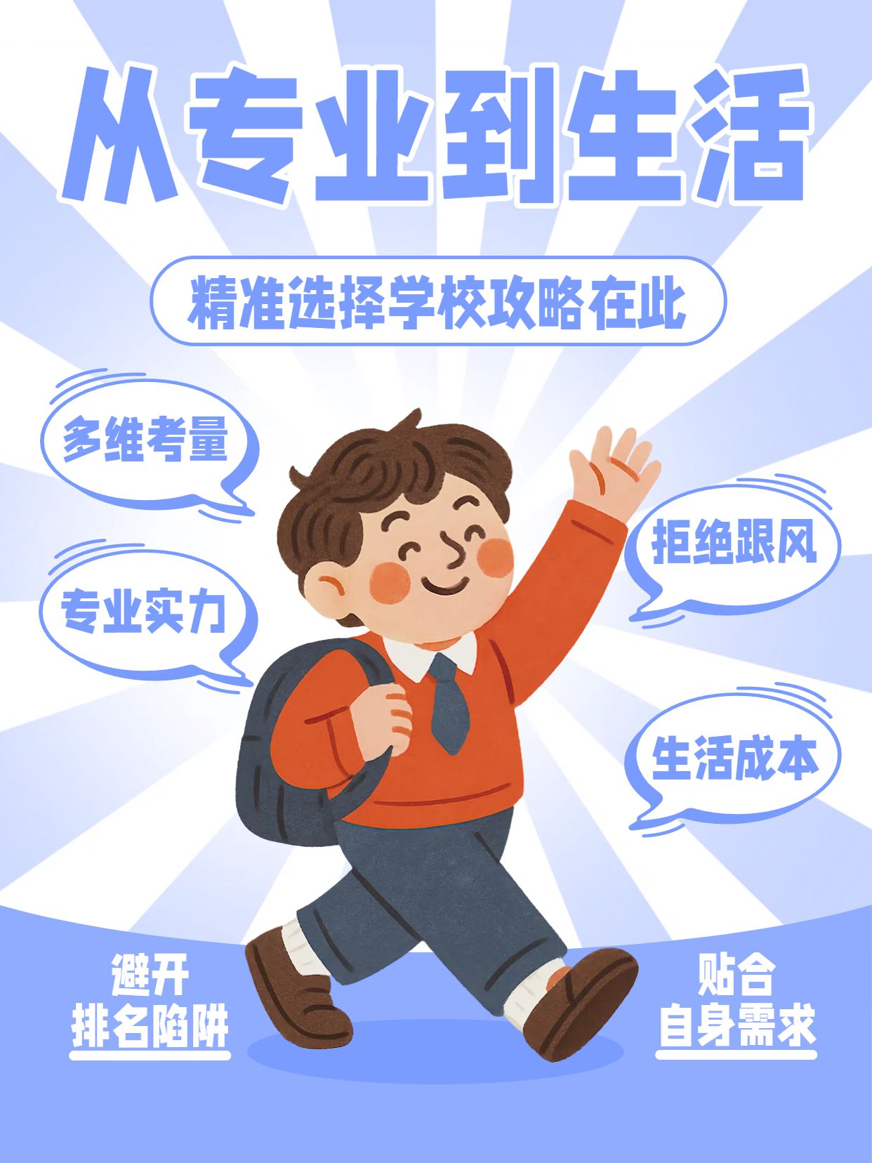 卡通插画风紫色教育培训类留学怎么选适合自己的学校小红书封面