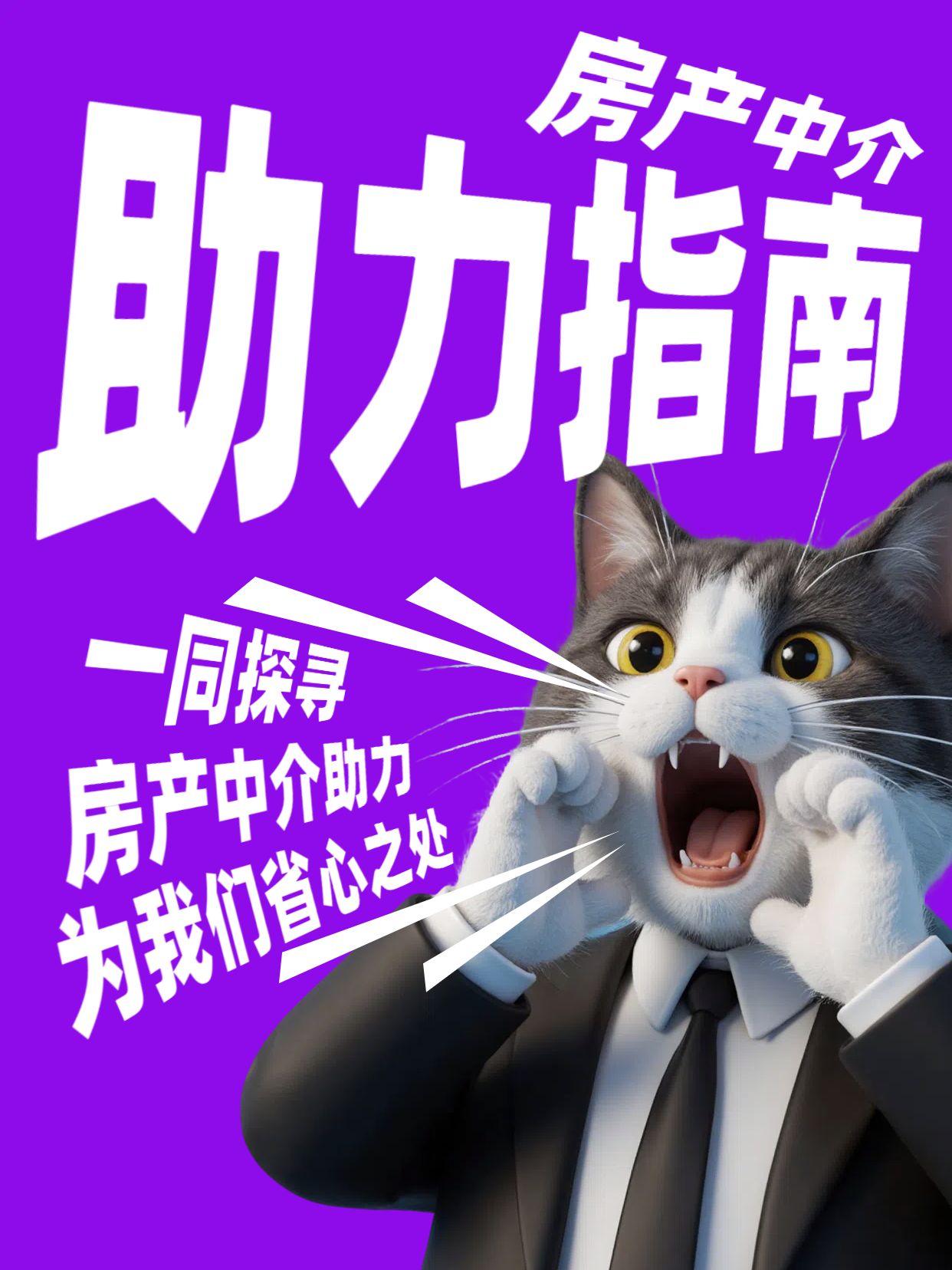 可爱卡通风紫色房地产物业类房产中介能帮我们省哪些事小红书封面
