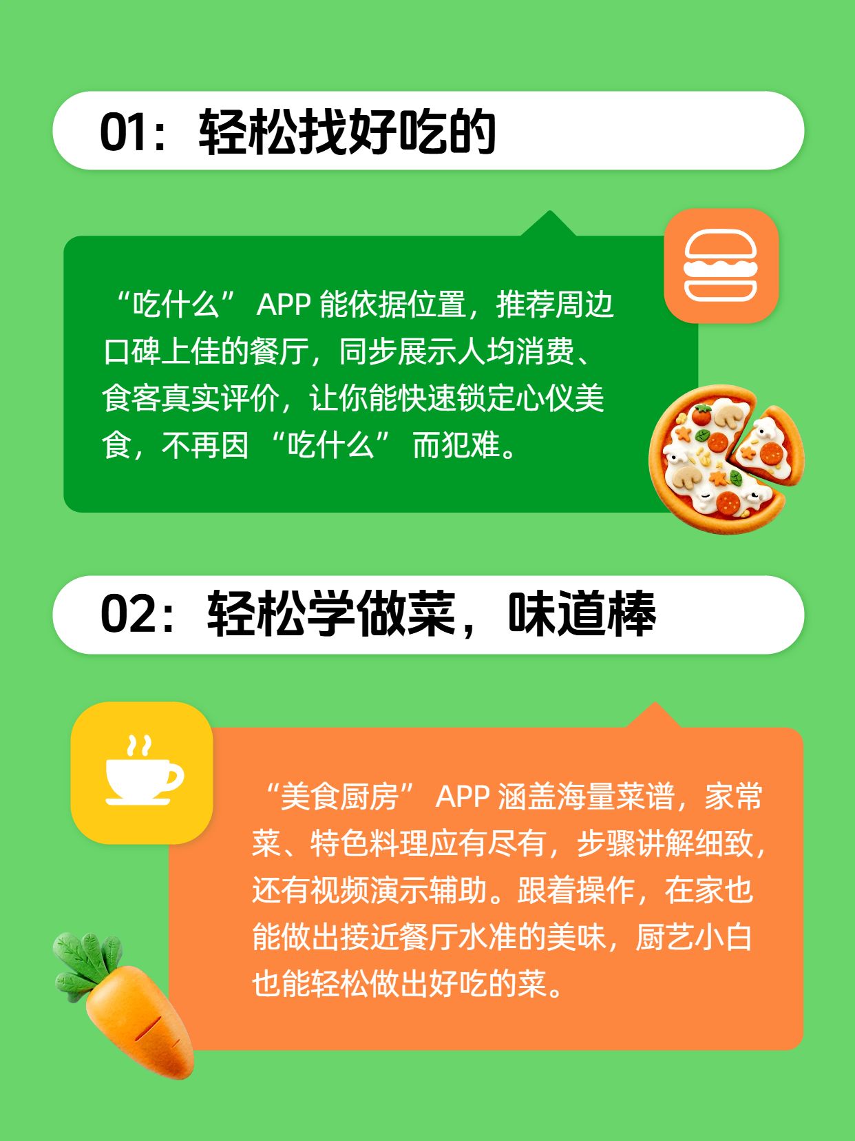 简约风绿色餐饮美食干货分享美食app推荐 小红书内页