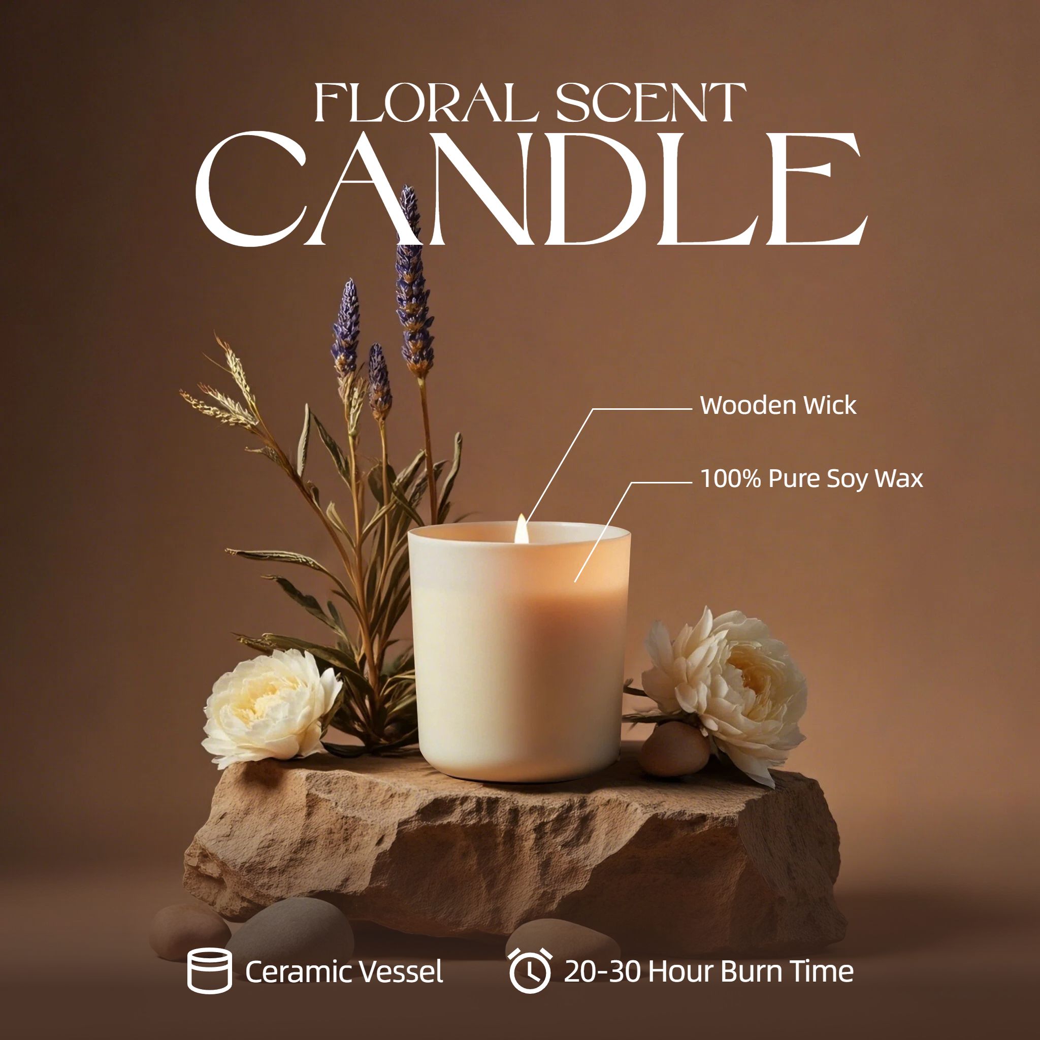 简约风棕色营销带货家居百货类香薰蜡烛跨境电商主图