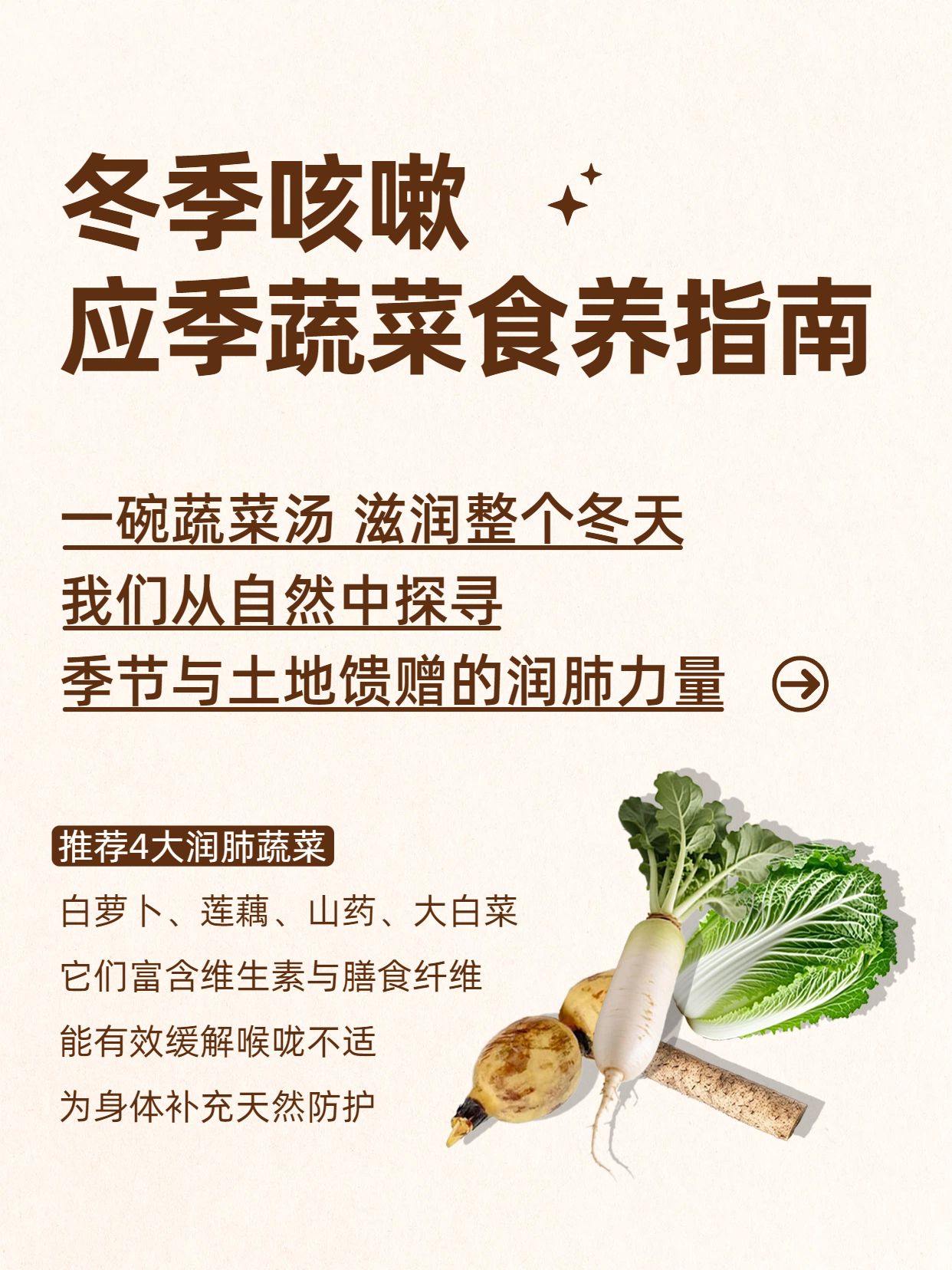 简约风棕色餐饮美食类交流分享冬季多吃应季蔬菜小红书内页