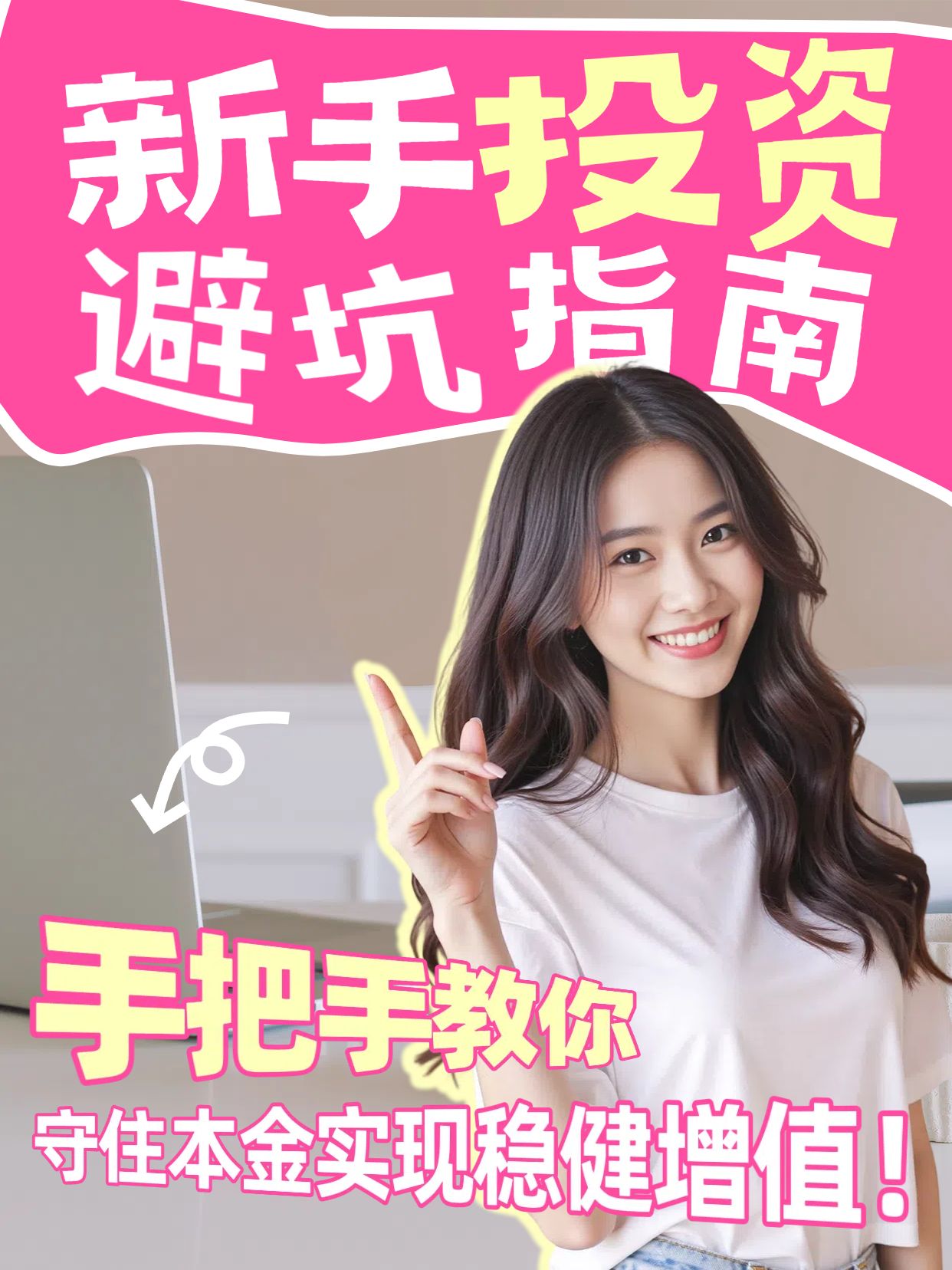 拼贴实景风黄粉色新手小白怎么投资不会亏小红书竖版视频封面