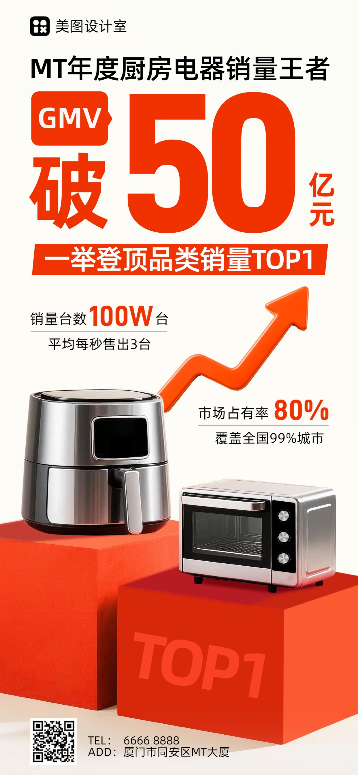 简约3D红色通用类年会喜报表彰手机全屏海报