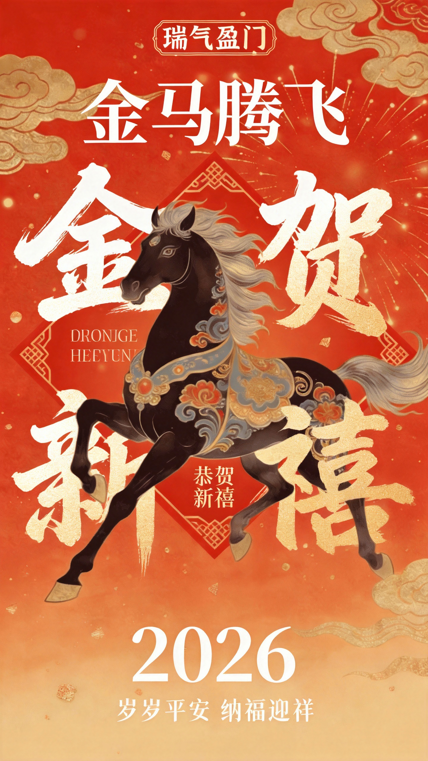 马年春节祝福海报