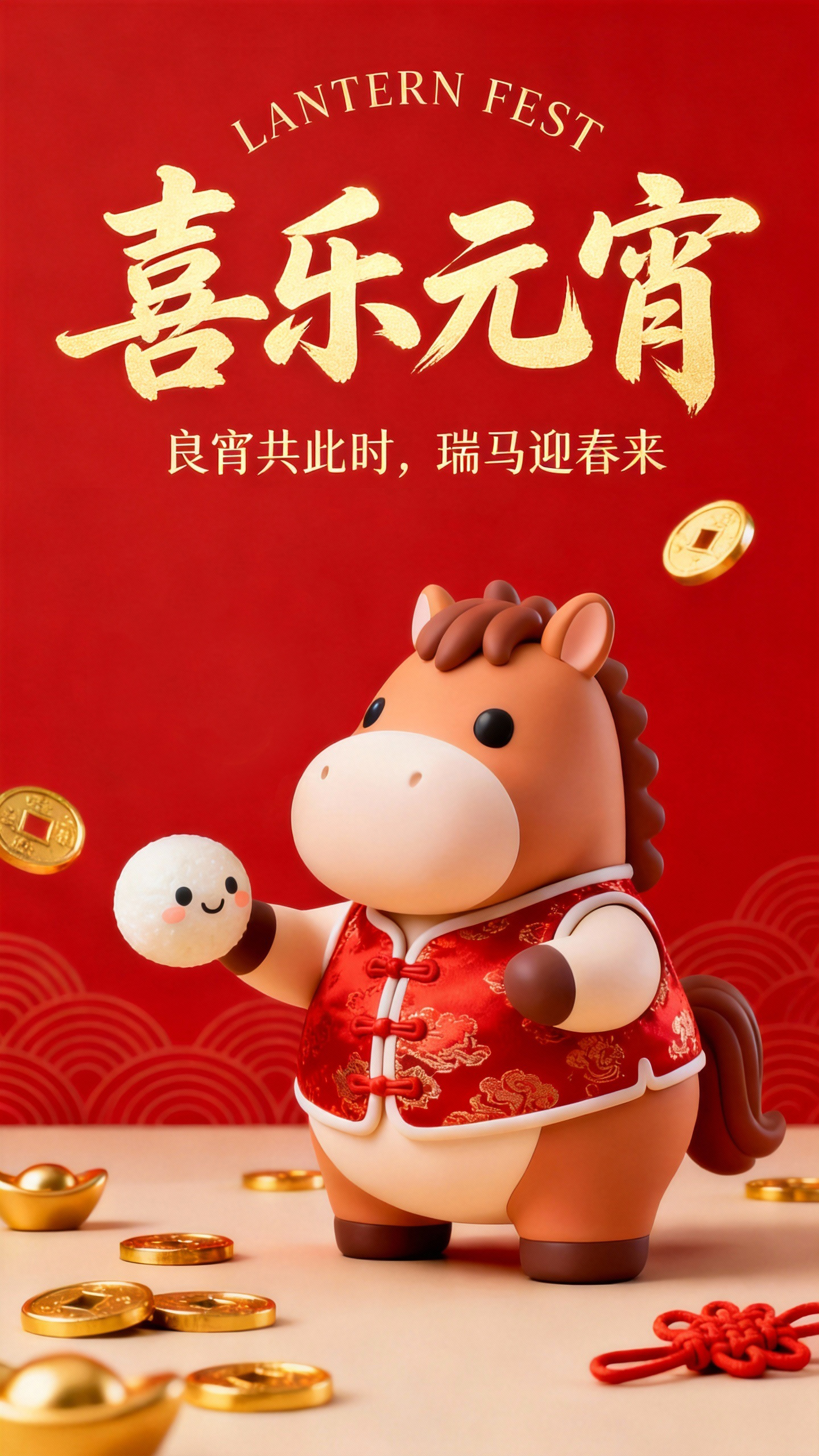 马年元宵节祝福海报
