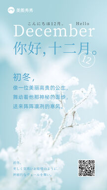 日系日杂风十二月你好日签问候海报 日系日杂风十二月你好日签问候海报模板图片