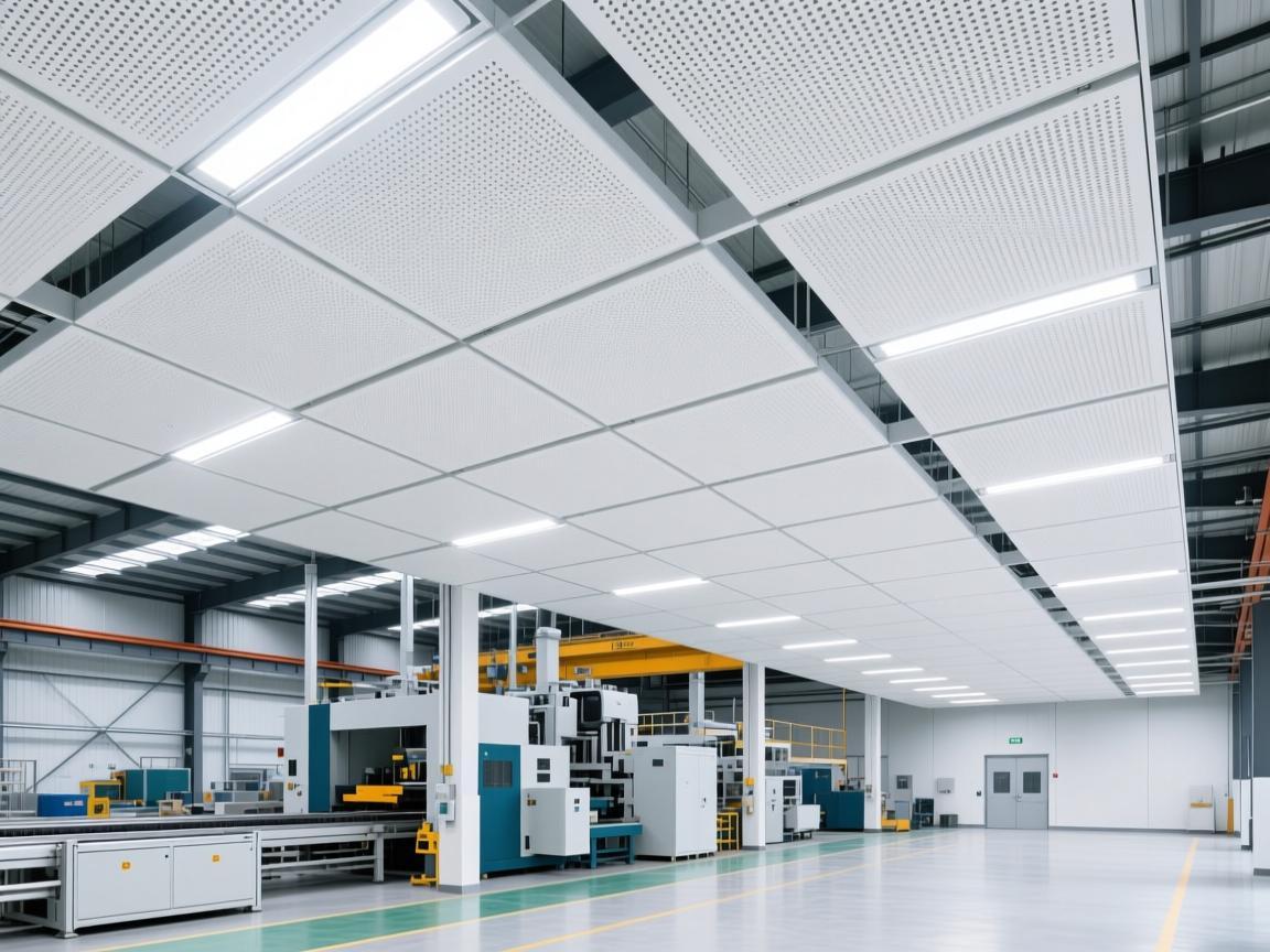 Modern conference room acoustic ceiling installation