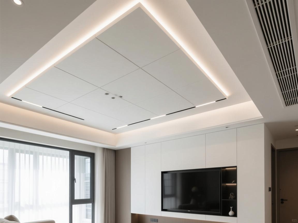 装修吊顶:在天花与风骨之间的安放 Sleek flat office ceiling with integrated HVAC and lighting systems