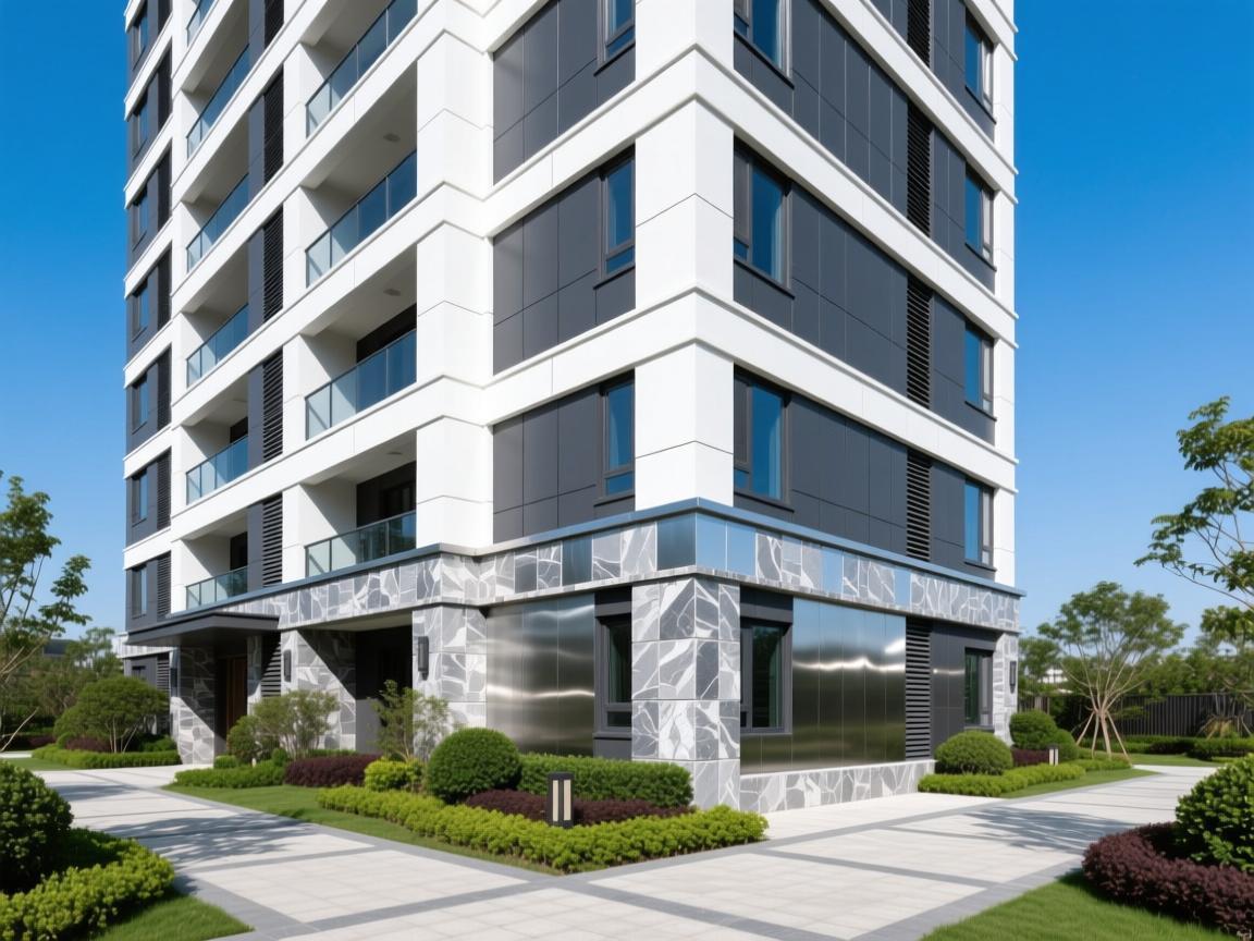 Architectural metal panel application on contemporary office building