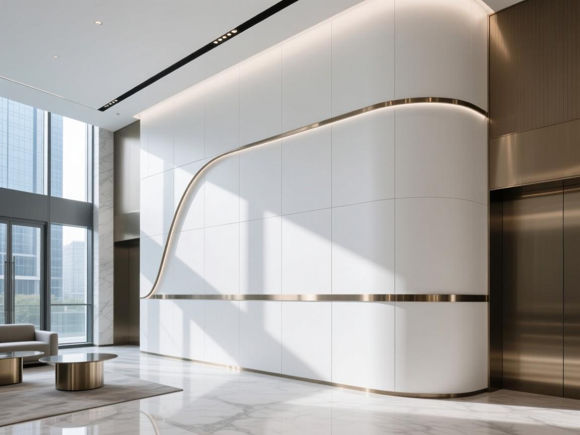 Seamless GRG ceiling system in modern retail atrium space