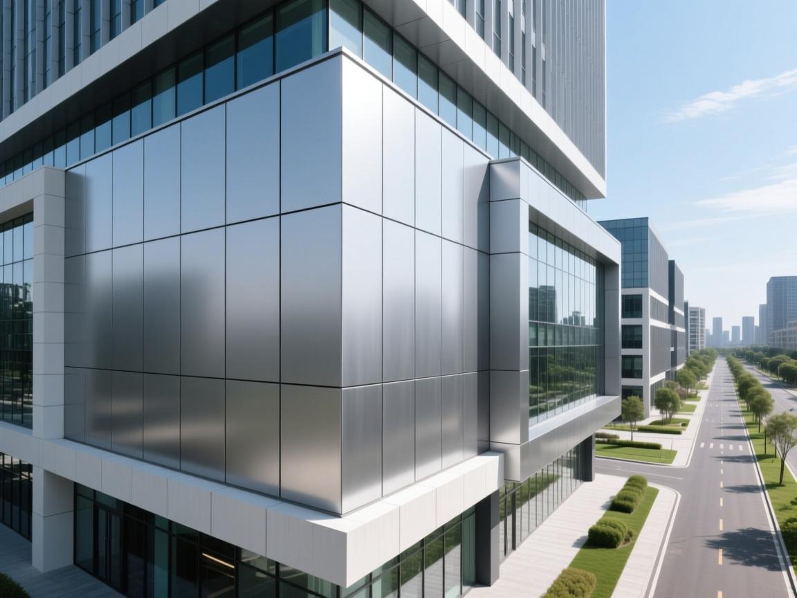 Seamlessly installed aluminum wall panels on contemporary residential tower