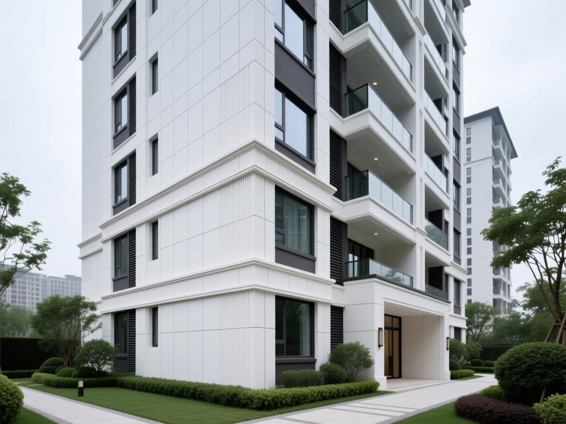 GRC facade panels on modern commercial building