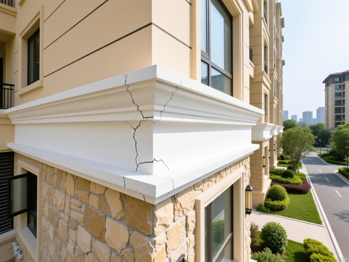 Beige EPS decorative trim on villa windows