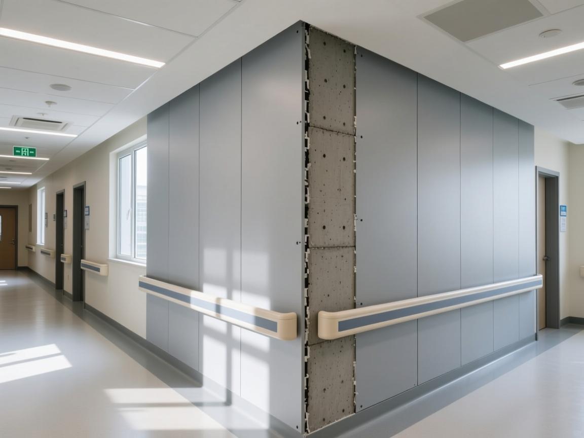 Office interior with white composite wall panels installation