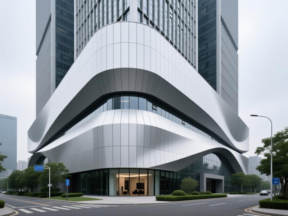 Architectural aluminum panel installation on commercial building