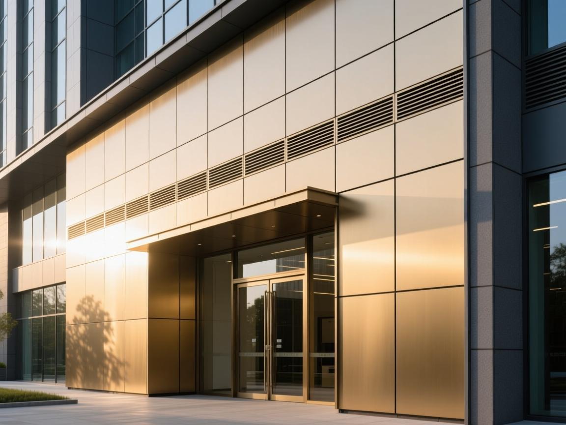 High-rise building facade featuring precision-installed aluminum composite panels with solar coating