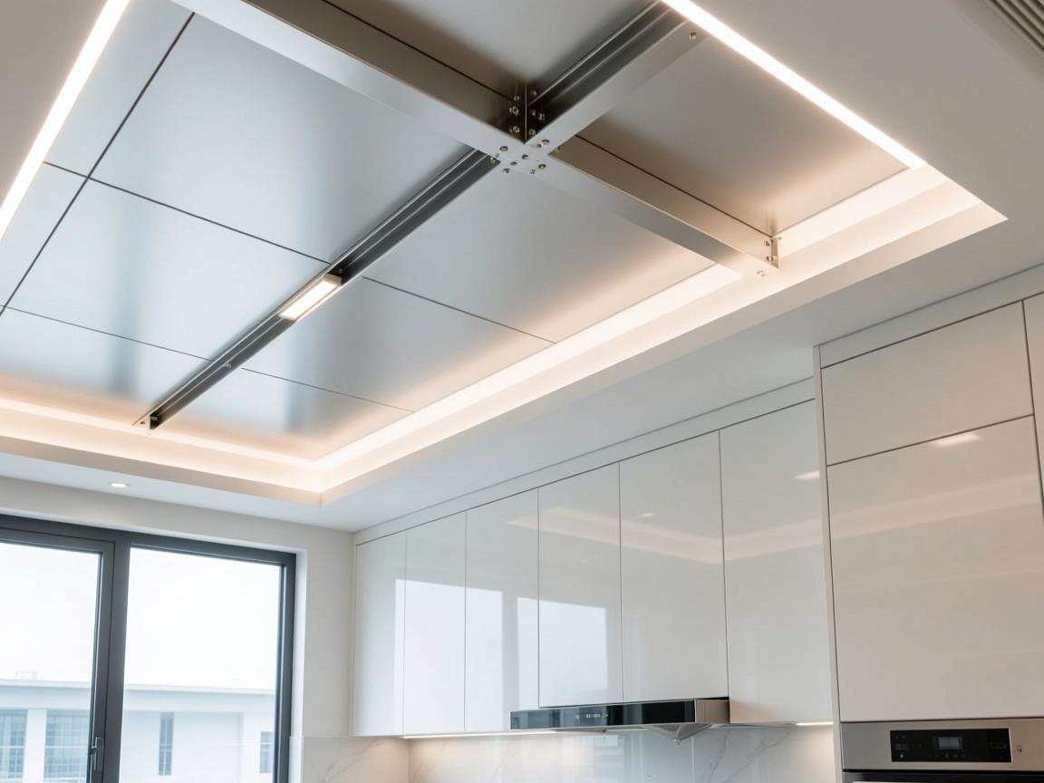 吊顶材料有哪几种:从屋檐到心事的选择 Luxury office lobby featuring seamless champagne gold aluminum honeycomb ceiling system