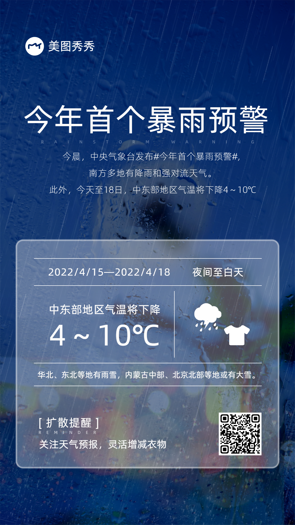 简约实景风暴雨预警天气预报海报模板图片
