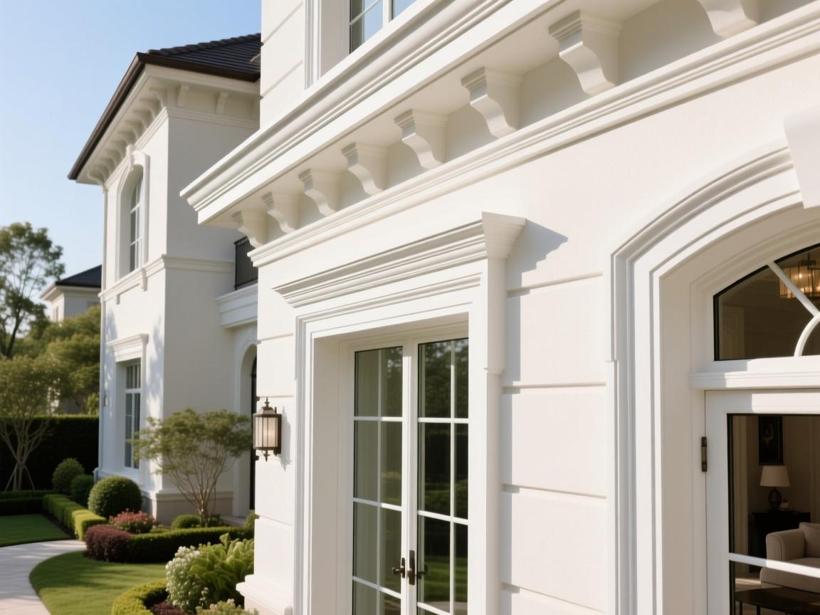 EPS trim lines on European architecture facade