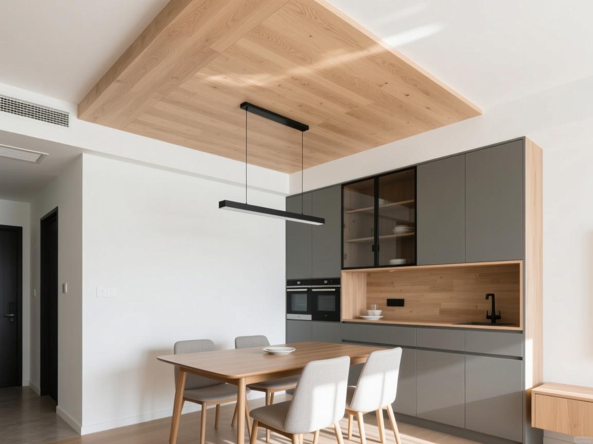 Wood ceiling application in modern home interior