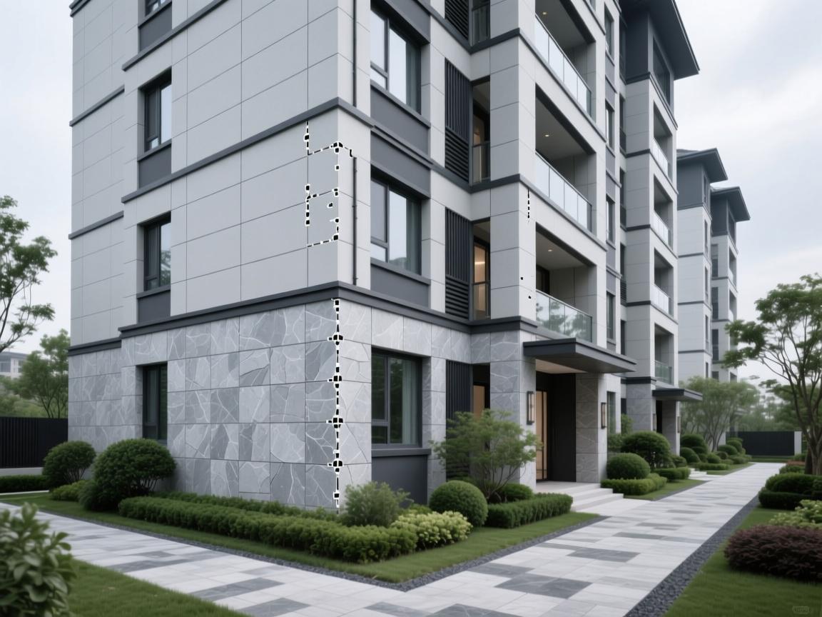 GRC composite curtain wall system on commercial building at dusk