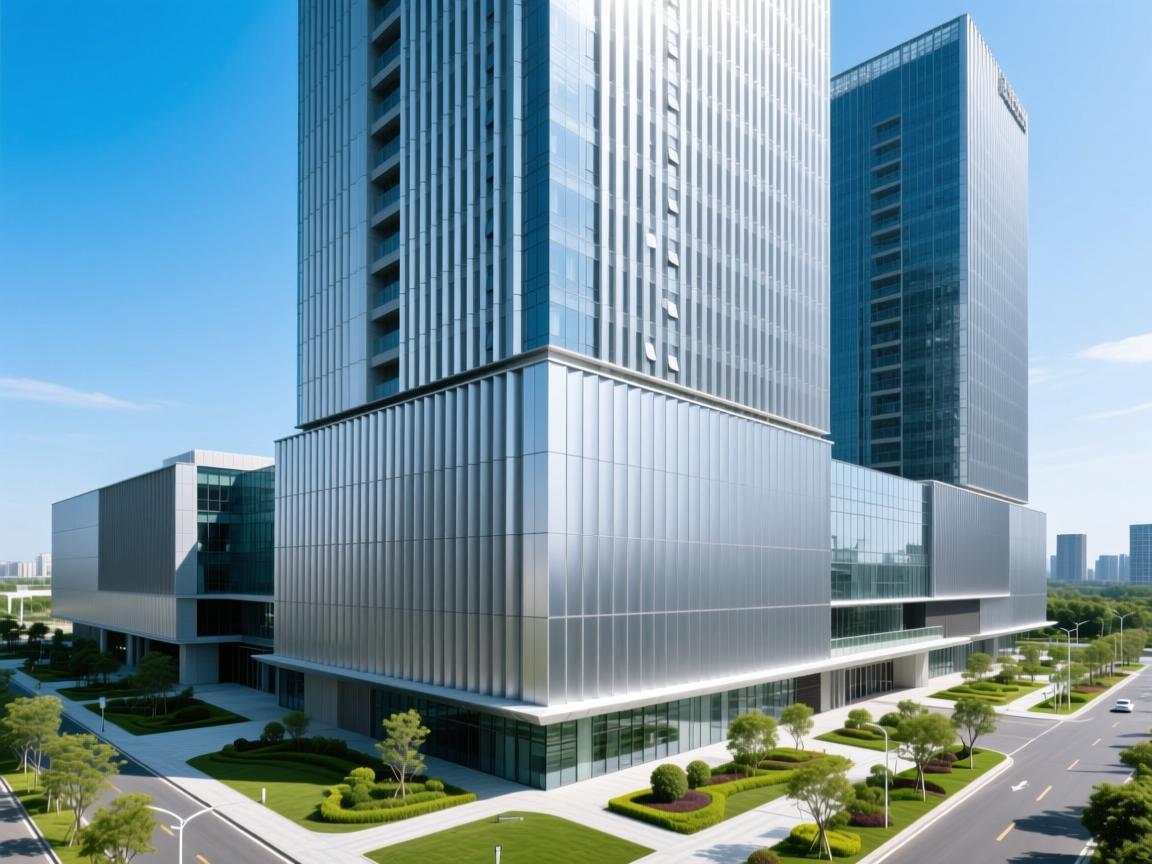 Interior office ceiling with aluminum panel system