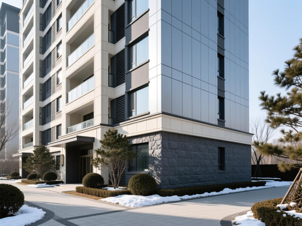 Modern office building exterior with integrated cladding systems installation