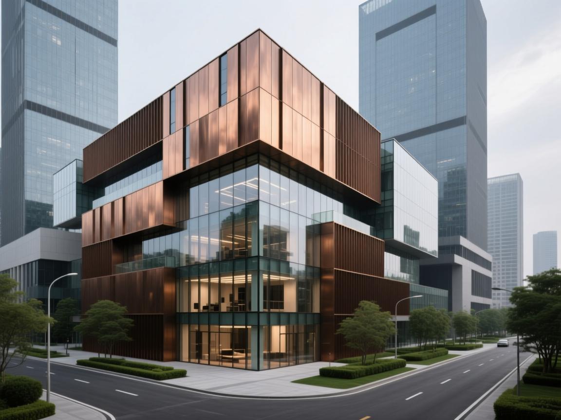 铝三维板专业生产厂家:在装配式美学中锻造可靠工程之骨 Woodgrain aluminum cladding on autumn villa exterior with natural lighting