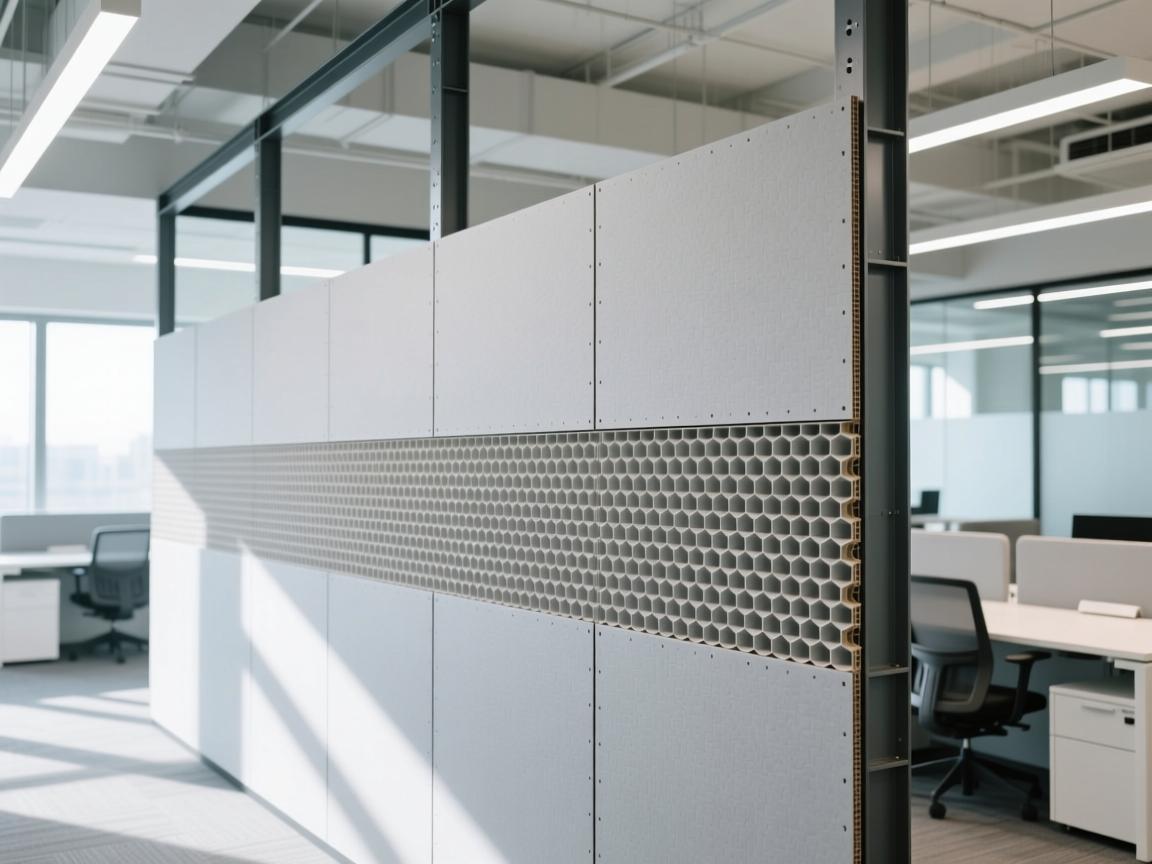 Eco-friendly honeycomb wall panels in modern cafe interior