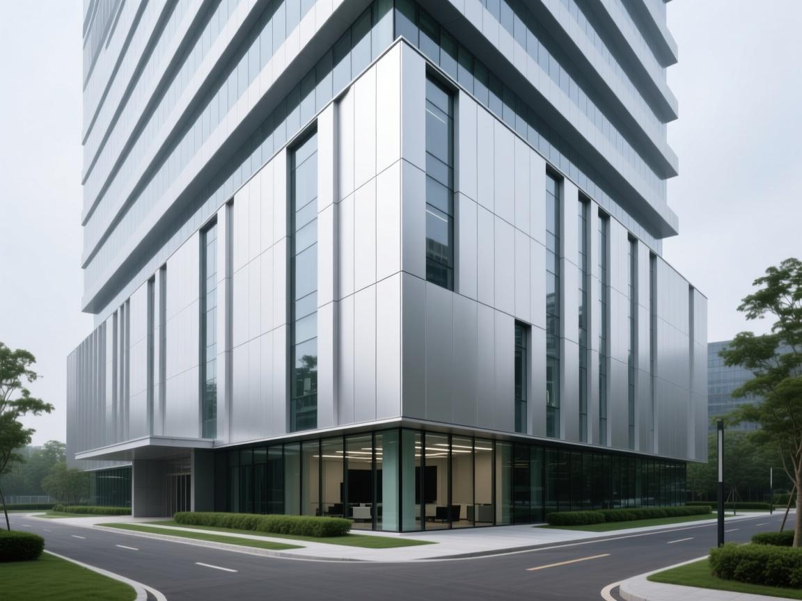 Modern building with aluminum curtain wall system