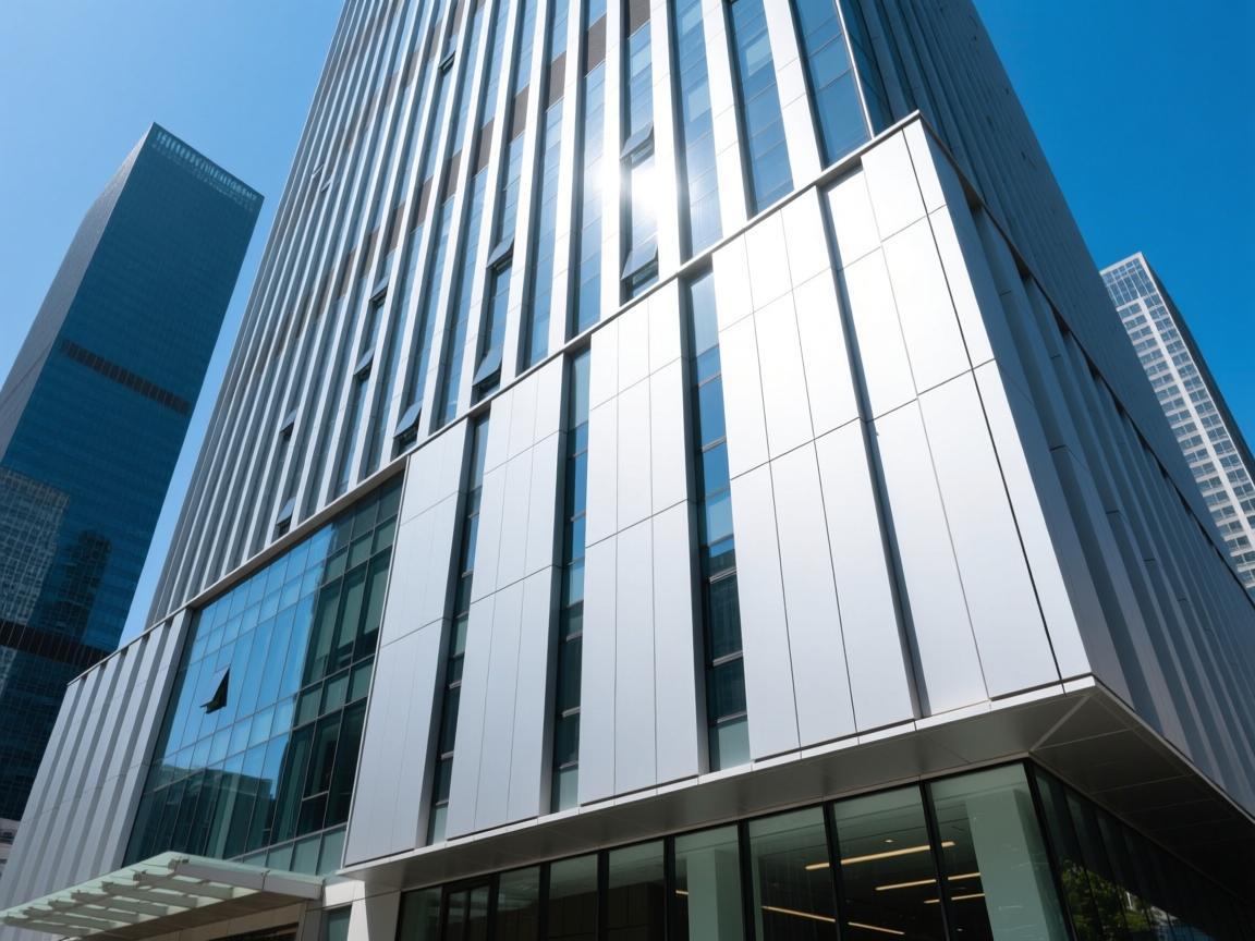 Architectural aluminum panel installation on commercial building