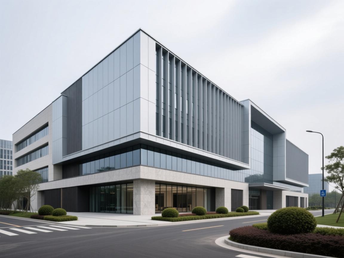 铝板幕墙的骨与皮:工地夜话 Office tower exterior combining aluminum panels with decorative stone-effect elements in urban setting