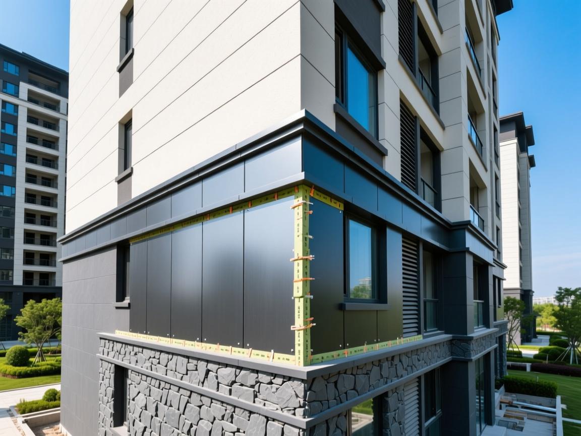 a级石墨烯eps线条:在外墙与四季之间的轻质之线 Fire-resistant EPS moldings on commercial building facade with thermal insulation properties