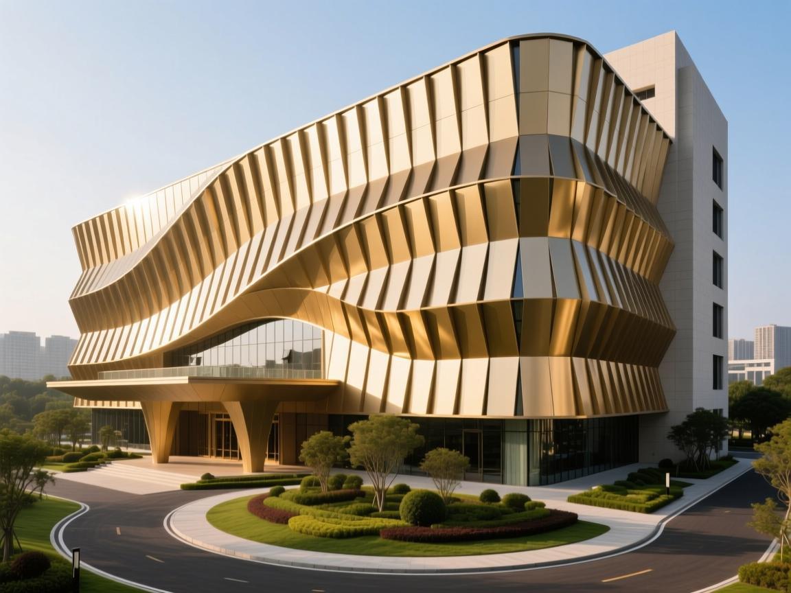 Airport building with decorative aluminum panel system