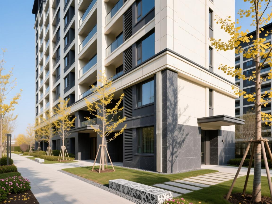 Weather-resistant architectural panel system on modern office building exterior