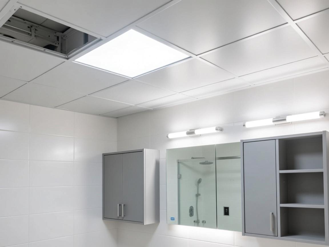 蜂窝板吊顶的取舍:检修与美感在月光下 Seamless aluminum honeycomb ceiling panels in modern kitchen with integrated lighting