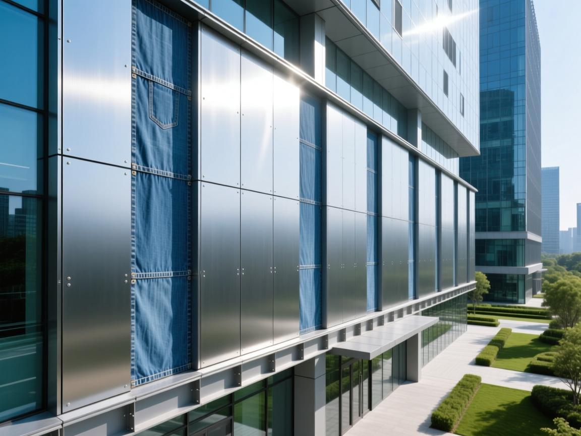 在工地与诗之间的4045复合铝板 Architectural exterior with coated aluminum composite panels in gradient tones