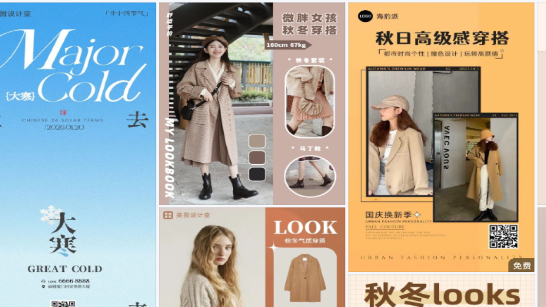 秋冬穿搭海报构图