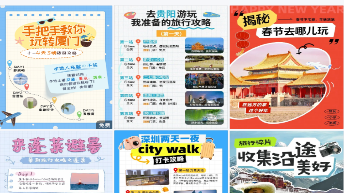 旅游攻略小红书封面