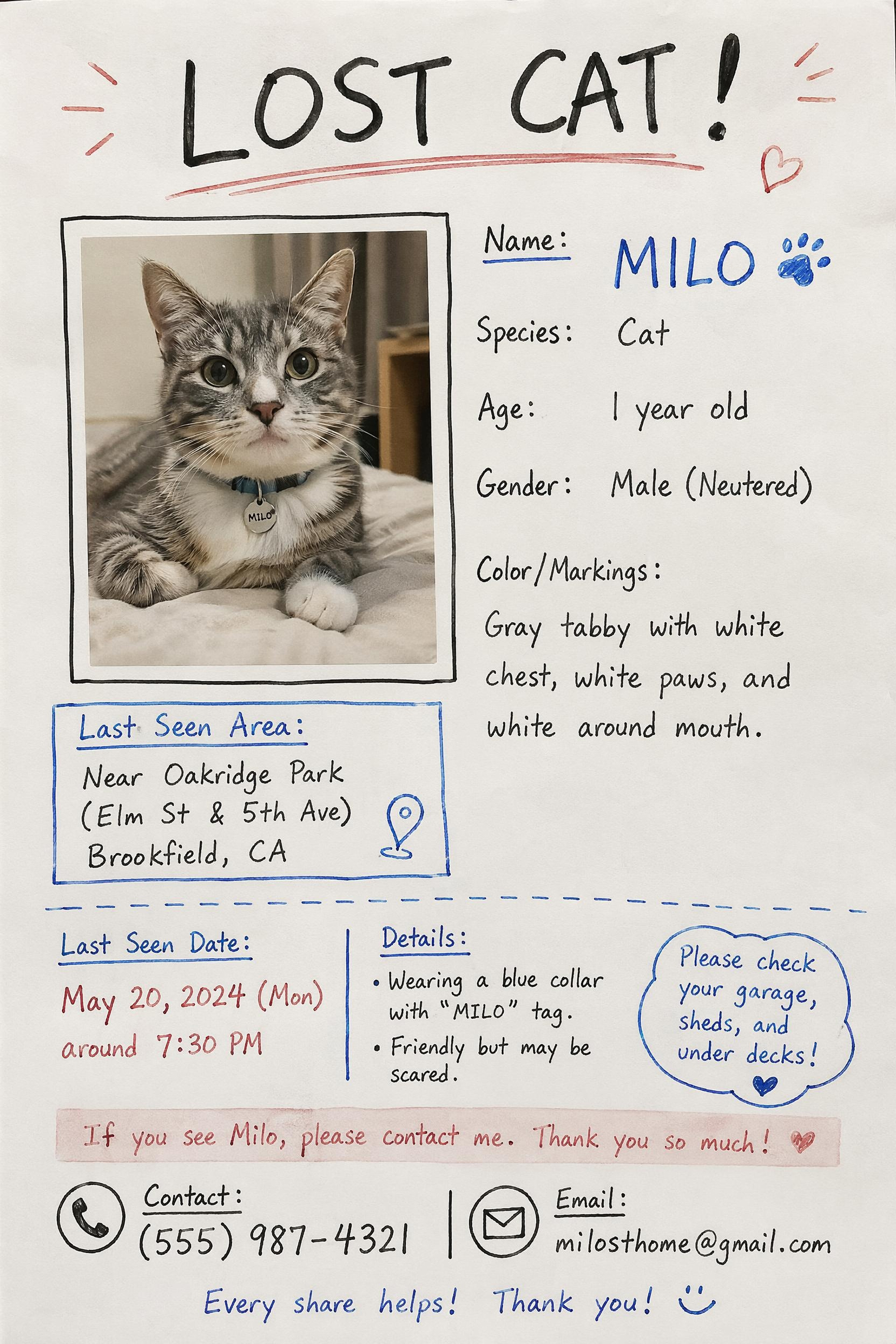 Reference image for AI Missing Pet poster generation