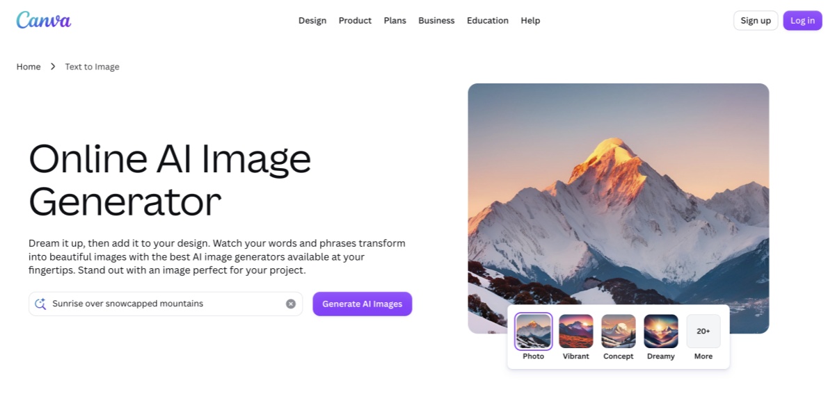 Canva AI image generator