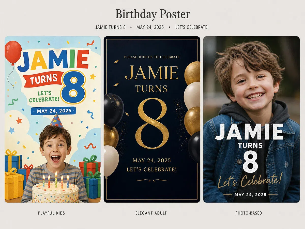 AI Generates Birthday Poster Styles to Compare