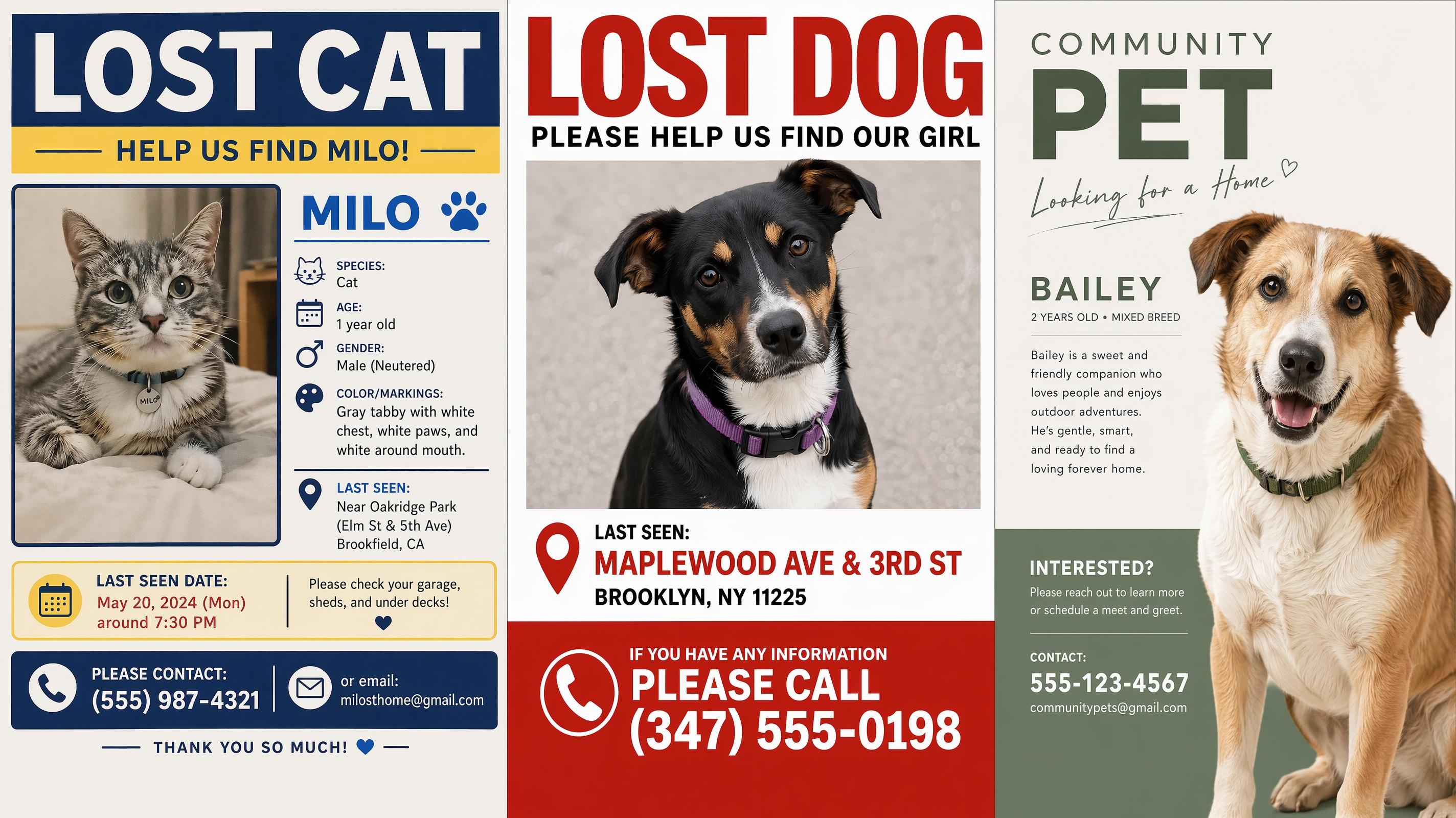 AI Missing Pet Poster 