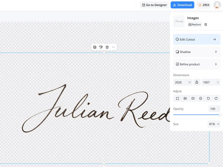 Export Your Signature PNG